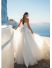 Strapless Ivory Pleated Satin Tulle Unusual Wedding Dress